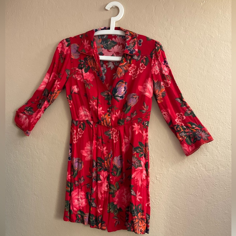 ZARA Woman- Red Floral Mini Dress
